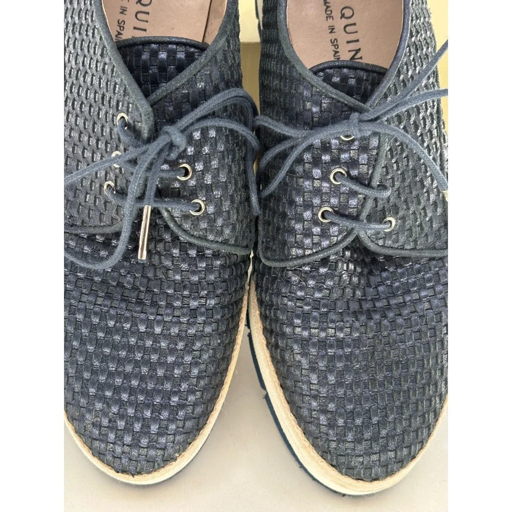 Pons Quintana Shoes Espadrille Women Size‎ 36 / 6 Blue Metallic Oxford Platform